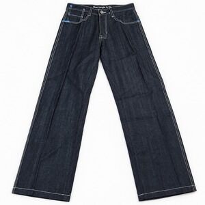 5ive Jungle Jeans Mens 30x31 Dark Wash Blue Contrast Stitch Baggy Y2K Skater Vtg